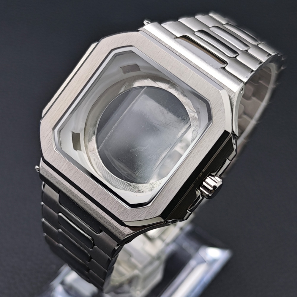 Seiko Watch 5 Sports - 스퀘어 실버 스테인레스 스틸 케이스 남성용