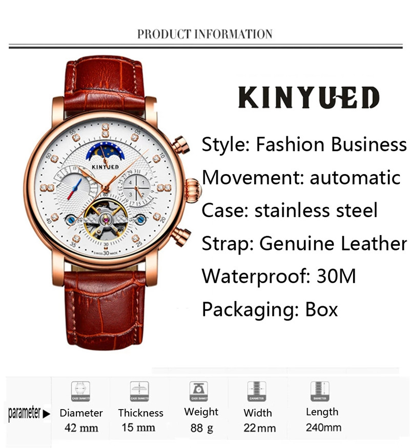 럭셔리 브랜드 KINYUED 자동 기계식 남성 시계 방 - Rolex Watch Daytona 리뷰 및 가격